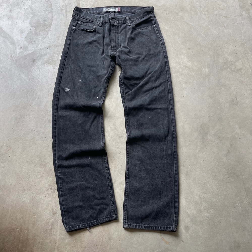 Levis 505 Straight Fit Jeans Mens 34x34 Faded Black Denim Y2K 00505-0260